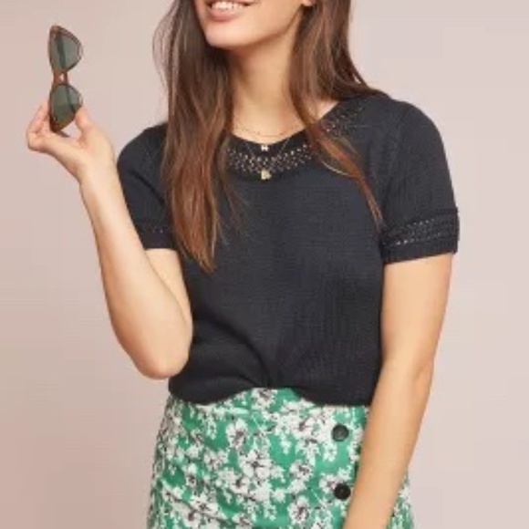 Anthropologie Tops - Latticed Sweater Tee